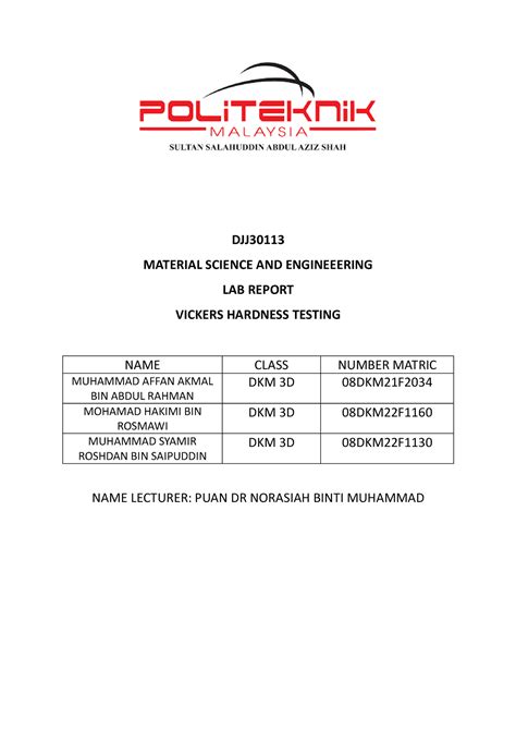 vickers hardness test lab report uitm|vickers hardness lab report.